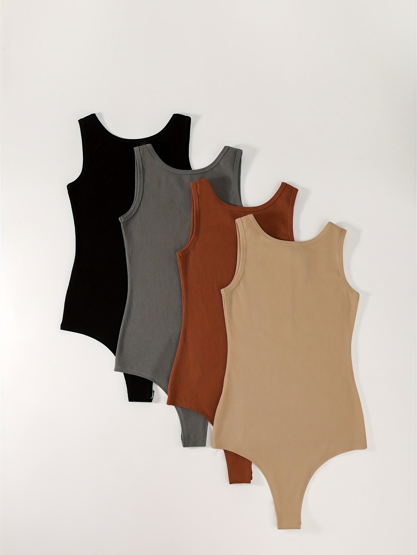 Sexy Knitted Sleeveless Bodysuits 4-Pack