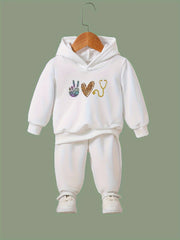 OERYUI Kids 2pcs Heart Print Activewear Set for Spring Fall Sports