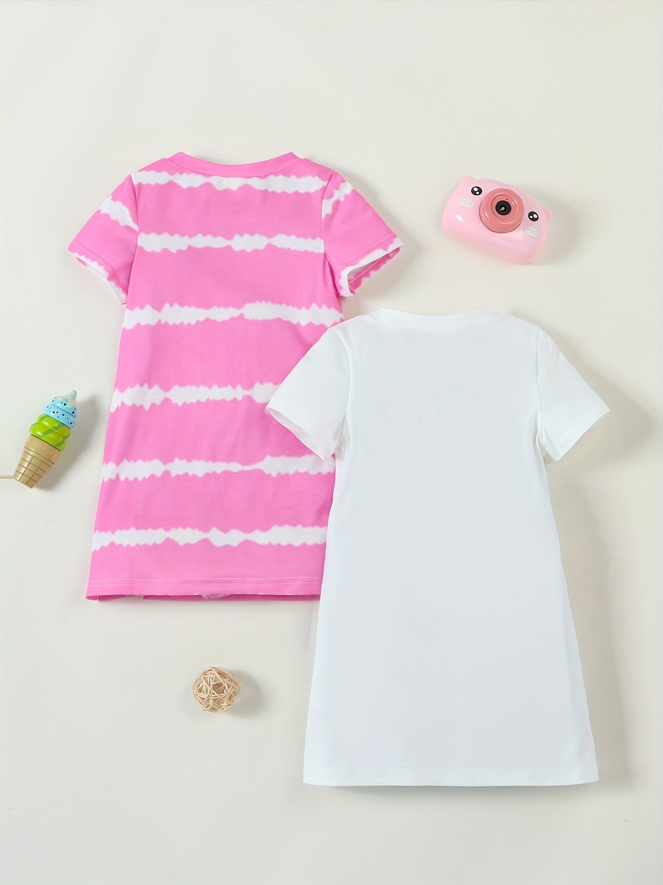 Toddler Girls Cat Graphic Cotton T-Shirt Dress Set
