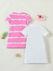 Toddler Girls Cat Graphic Cotton T-Shirt Dress Set