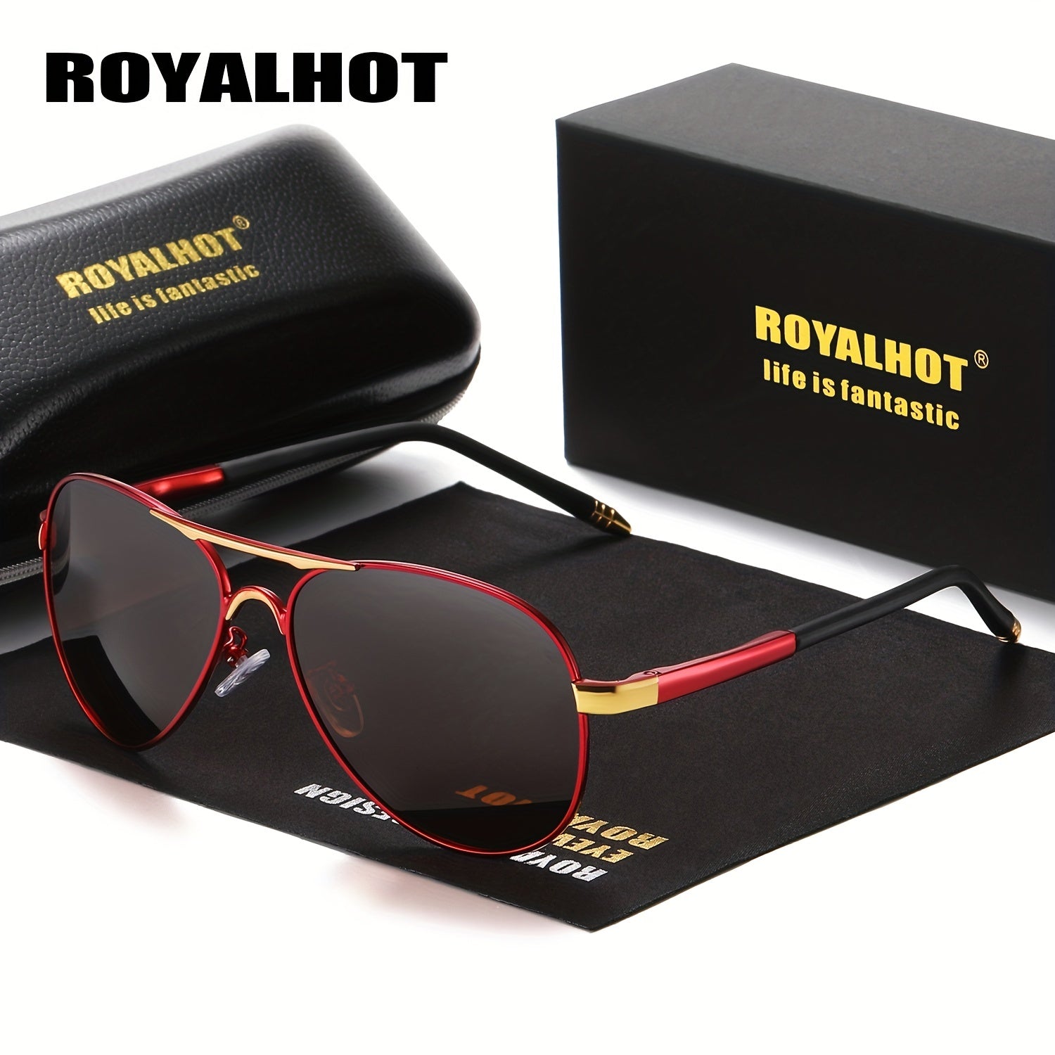 RoyalHot Metal Unisex Polarized Sunglasses Large Frame Cycling Driving