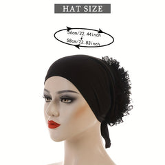 Lace Flower Turban Cap Lace Up Head Wrap Hijab Bonnet Chemo Hats