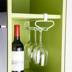 Iron Wall Mount Wine Glass Hanging Holder Goblet Stemware Storage Organizer Rack