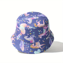 Children's Sunshade Bucket Hat With Unicorn Pattern