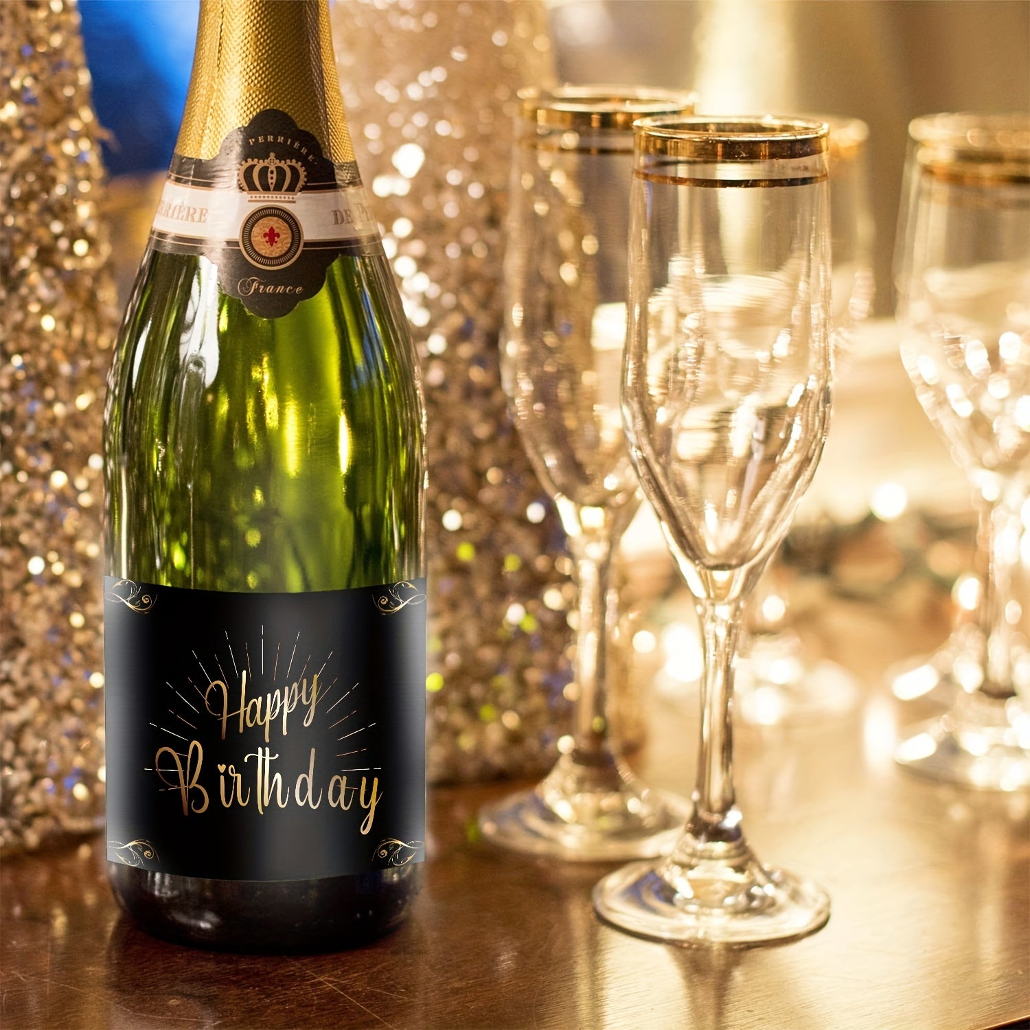 Birthday Bottle Labels Champagne & Wine 15x10