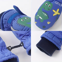 Cartoon Skiing Gloves for Boys & Girls, Windproof & Waterproof