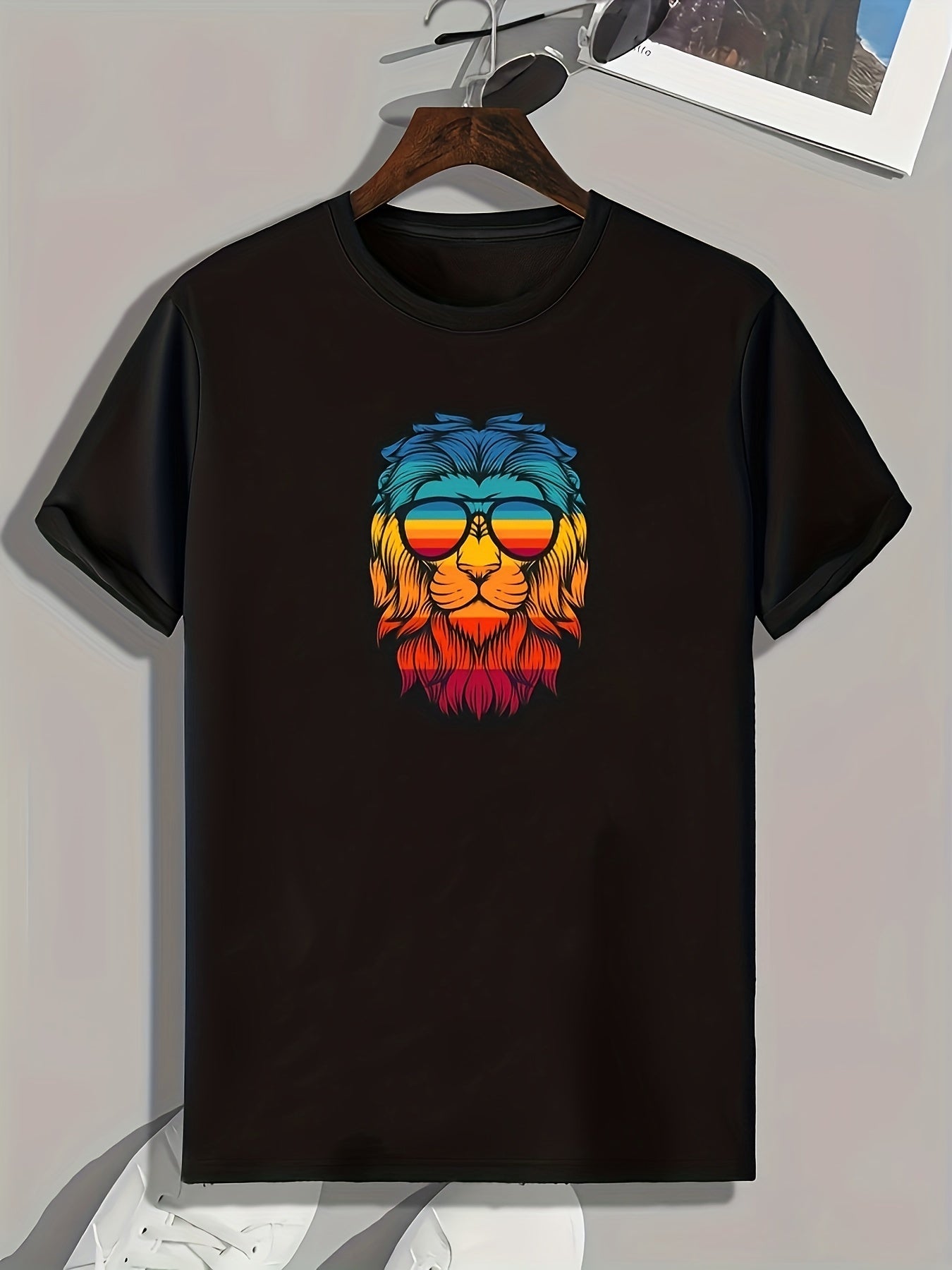Lion Print Men's Graphic T-shirt Casual Tee for Summer
