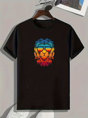 Lion Print Men's Graphic T-shirt Casual Tee for Summer