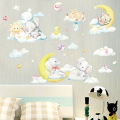 Moon Baby Elephant Bear Wall Stickers