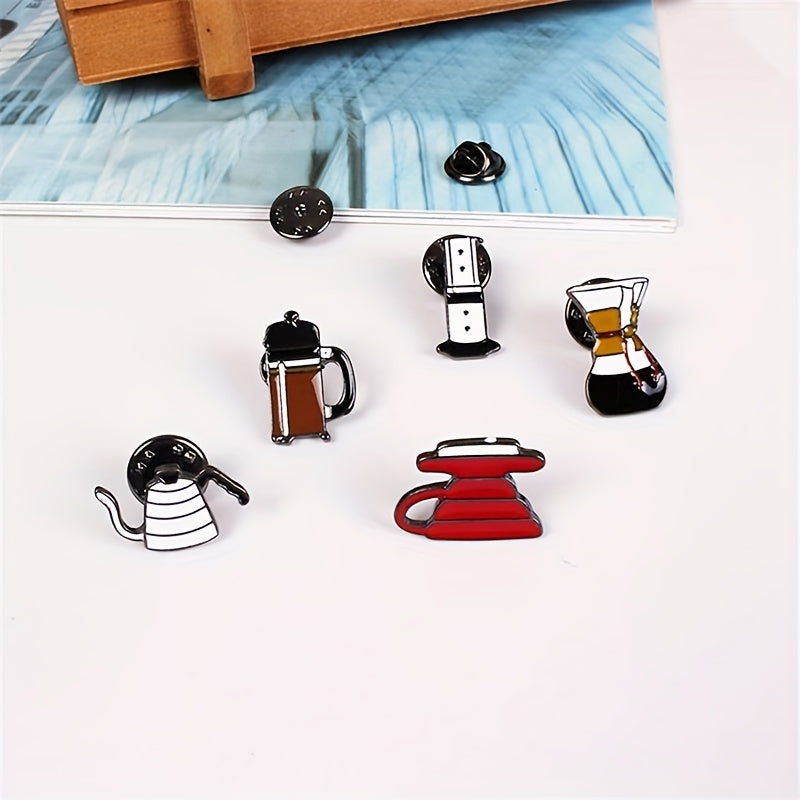 Funky Cartoon Tea Cup Coffee Pot Brooch Clothing Pin Buckle Jewelry Accessories