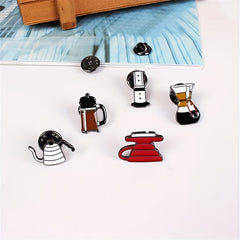 Funky Cartoon Tea Cup Coffee Pot Brooch Clothing Pin Buckle Jewelry Accessories