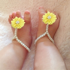 Pearl Barefoot Sandals for Baby Girls