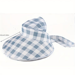 Plaid Pattern Visor Hat Wide Brim UV Protection Sun Hat