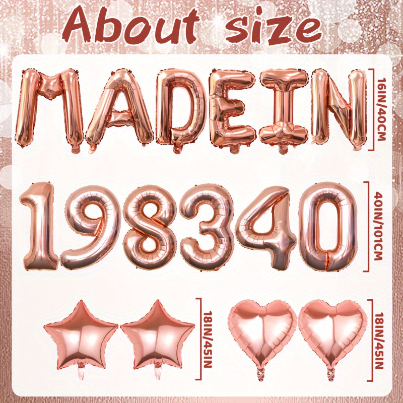 Rose Golden Birthday Decorations For Women Large Number Balloons Banner Set
