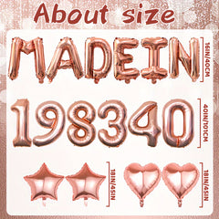 Rose Golden Birthday Decorations For Women Large Number Balloons Banner Set