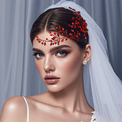 Vintage Bridal Headpiece Red Berry Hair Accessory for Weddings