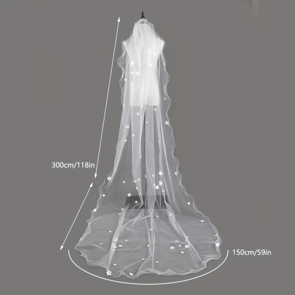 Baroque Wedding Veil With Comb Bride Cathedral Veil 1 Tier Long Veil