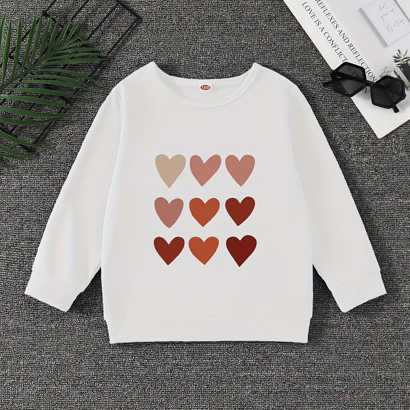 Girls' Hearts Graphic Sweatshirt Pullovers Long Sleeve Tops