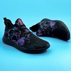Men's Skull Crow Print Lace Up Casual Shoes Lightweight Non slip Comfy Sneakers