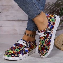 Women's Outdoor Flat Skateboard Shoes with Small Figure Pattern