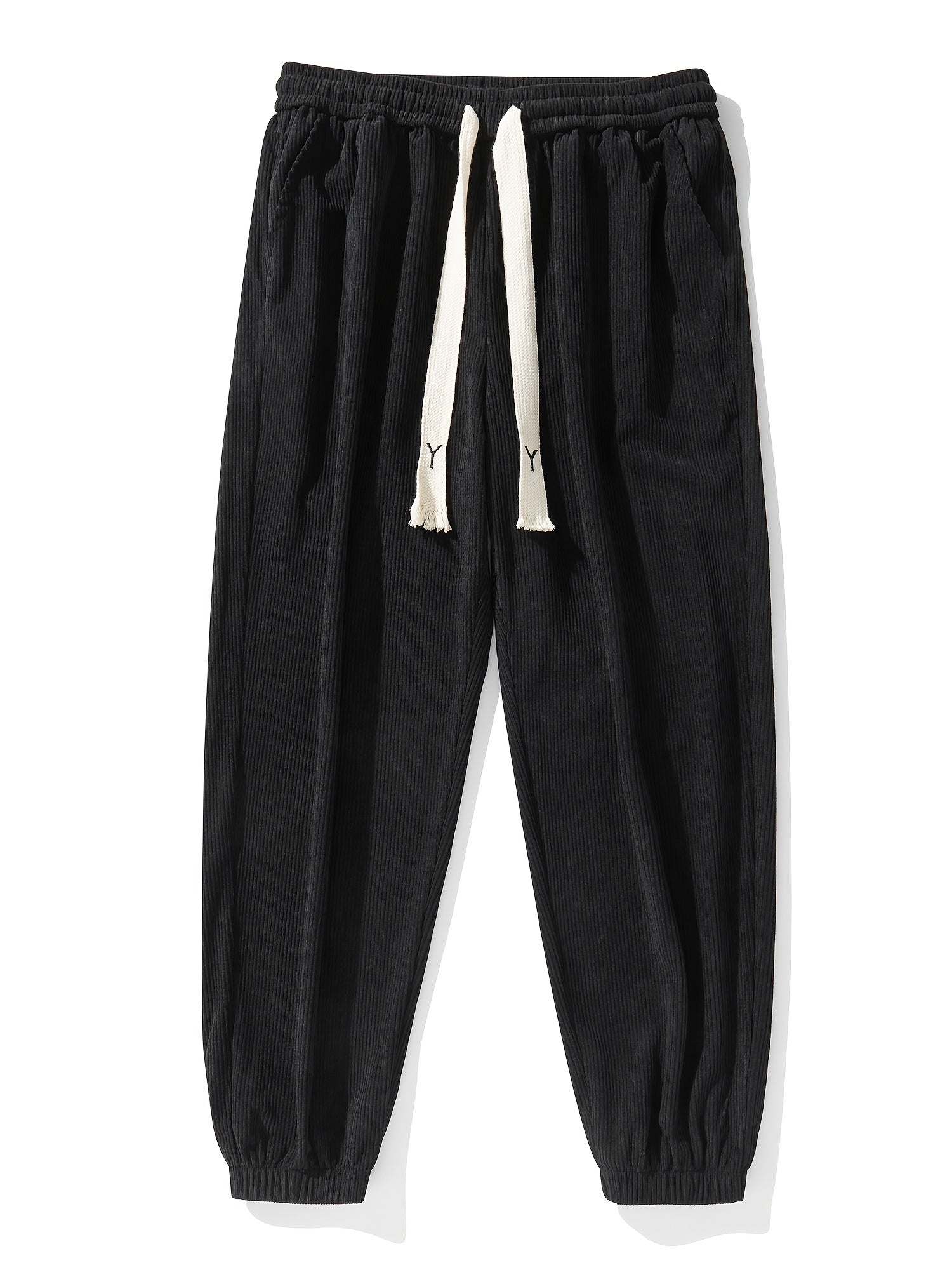 Men's Tapered Corduroy Joggers Drawstring Sweatpants
