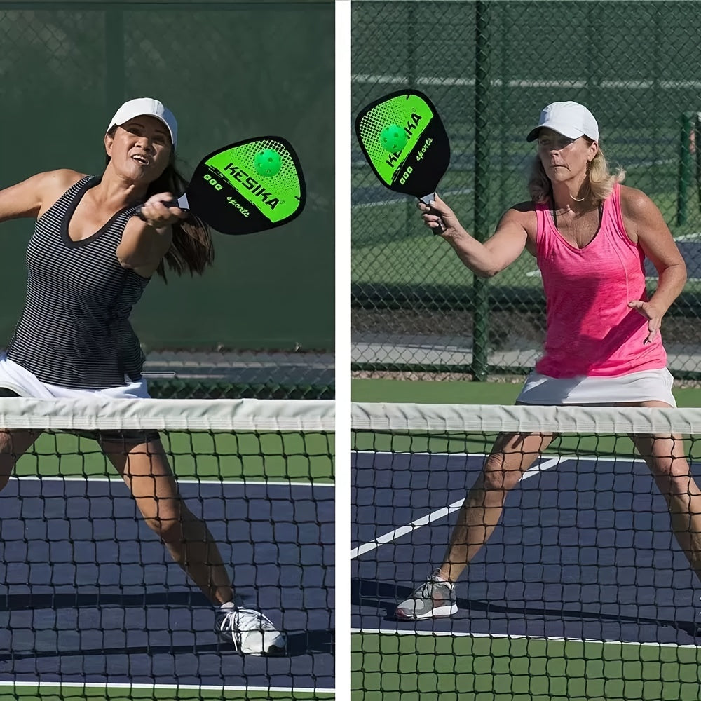 Wooden Pickleball Paddle Set with 2 Handles, 4 Balls & Bag