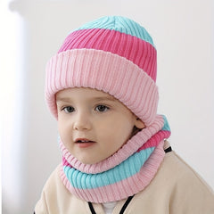 Kids Striped Windproof Knit Beanie Hat for Fall/Winter