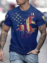 Patriotic Eagle & American Flag T Shirt 3D Digital Print Vintage Tee for Men