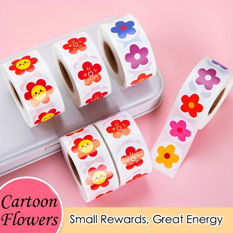 500pcs Little Red Flower Sticker Roll Self Adhesive 2 1 0inch