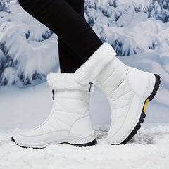 Women's Zipper Front Thermal Snow Boots Non slip Mid Calf Boots