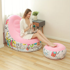 Inflatable Flocking Sofa Graffiti Design Lazy Lounge Chair