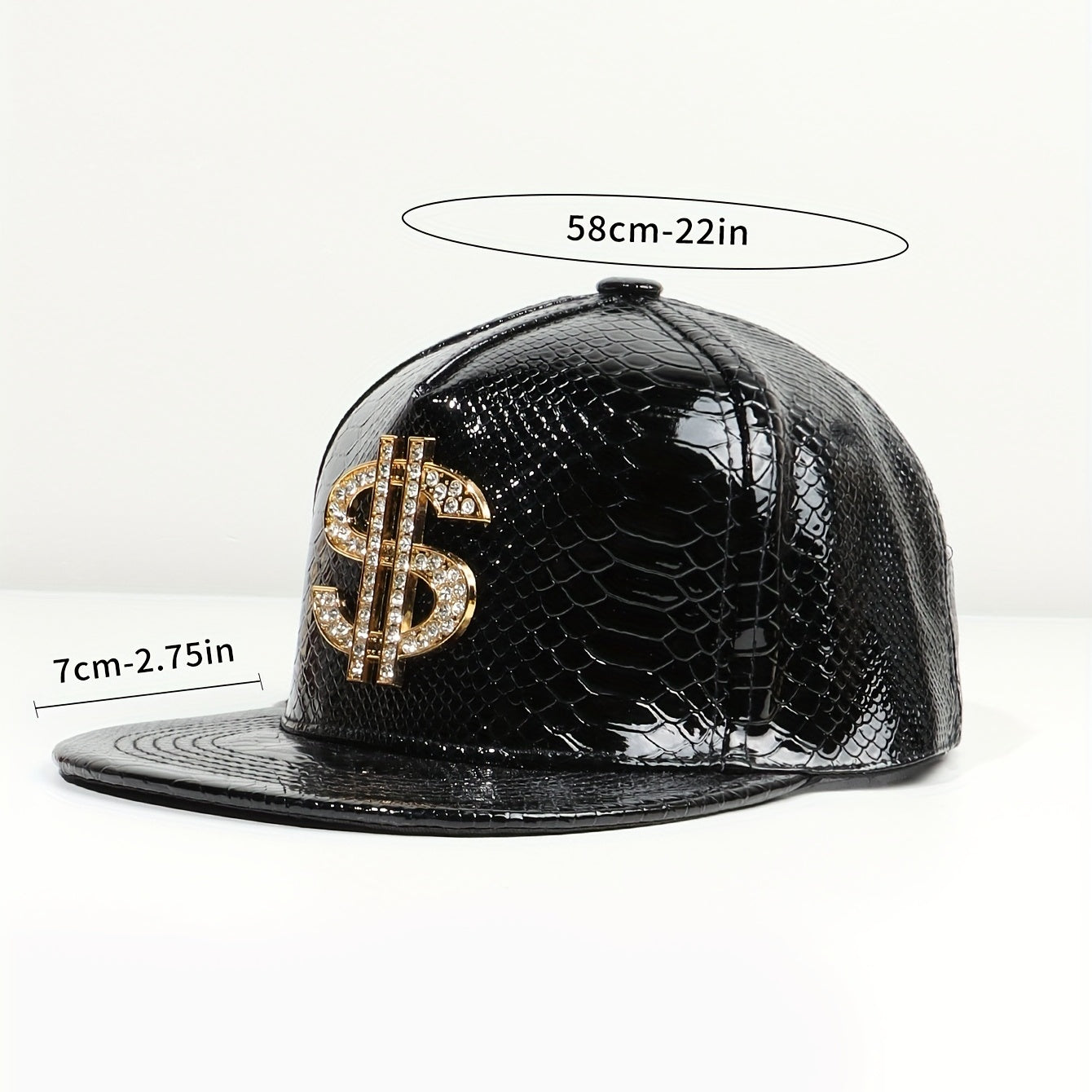 PU Leather Snapback Hat Rhinestone Patch Baseball Cap Unisex