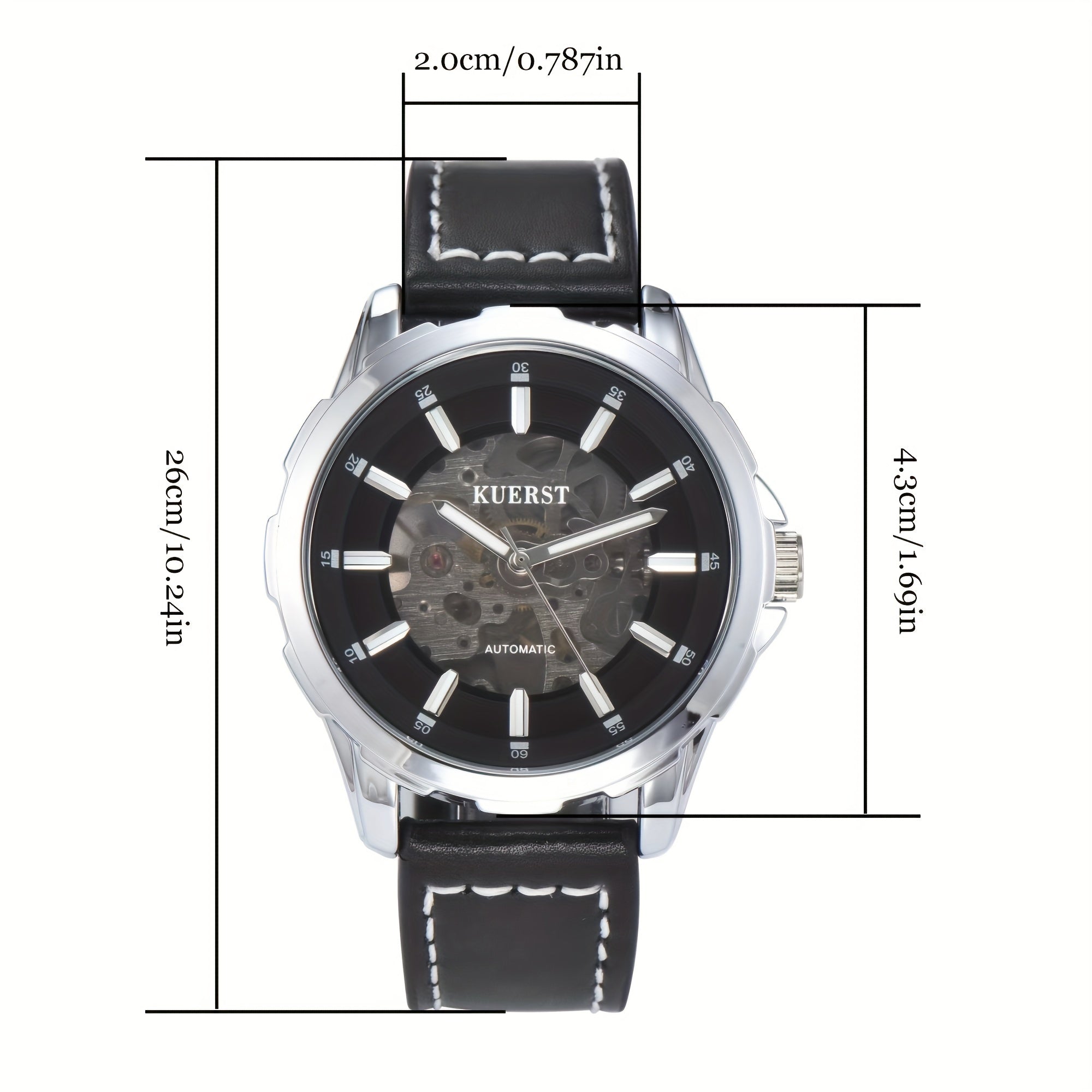 KUERST Teenager's Watch Men's Automatic Mechanical Watch Classic Hollow Luminous