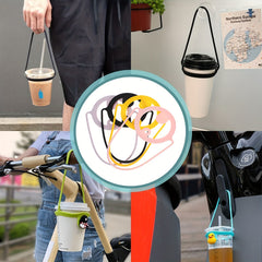 Silicone Coffee Cup Carry Strap with Reusable Cup Cover