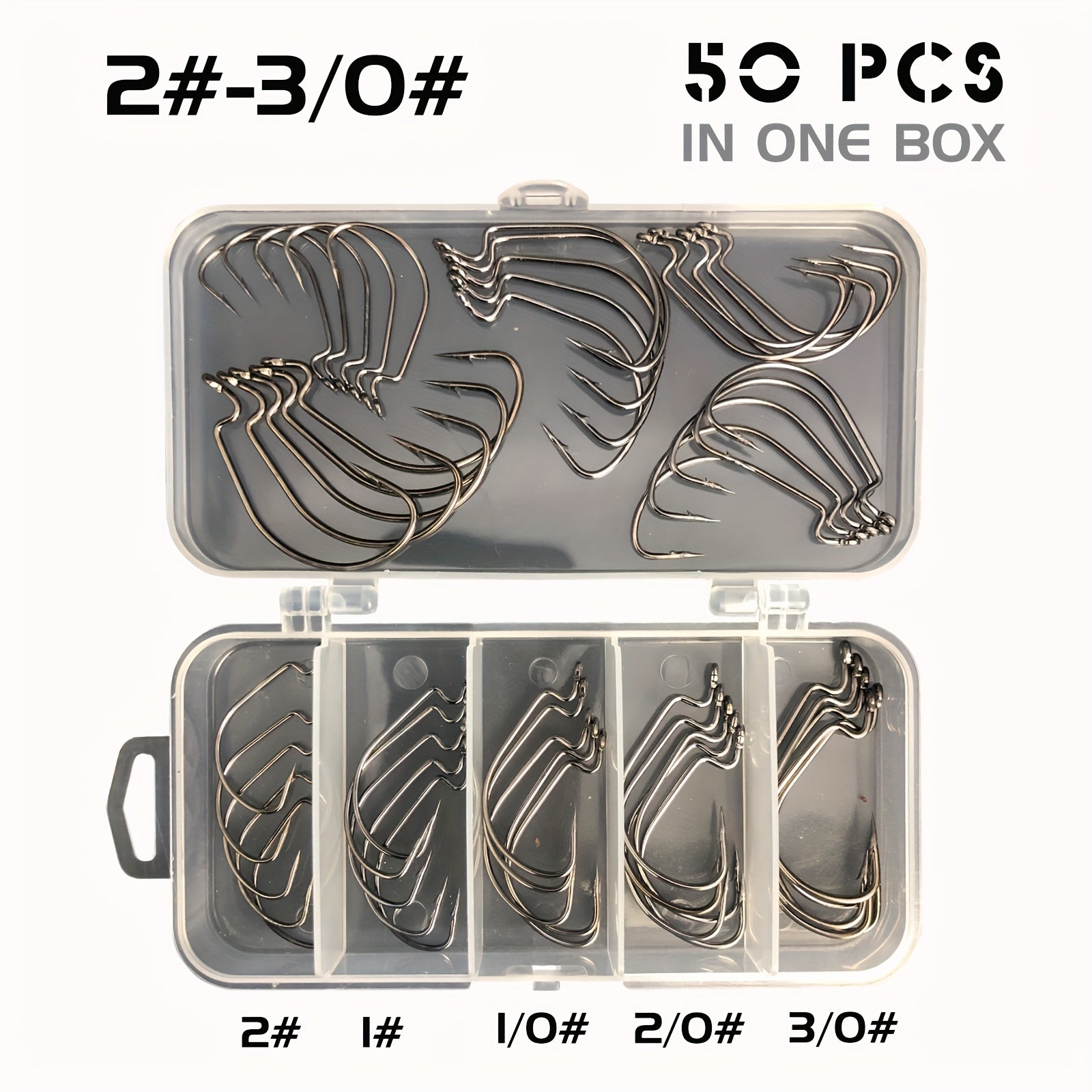 50pcs Fishing Hooks Set Sharp High Carbon Steel Hook for Freshwater & Saltwater