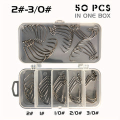 50pcs Fishing Hooks Set Sharp High Carbon Steel Hook for Freshwater & Saltwater