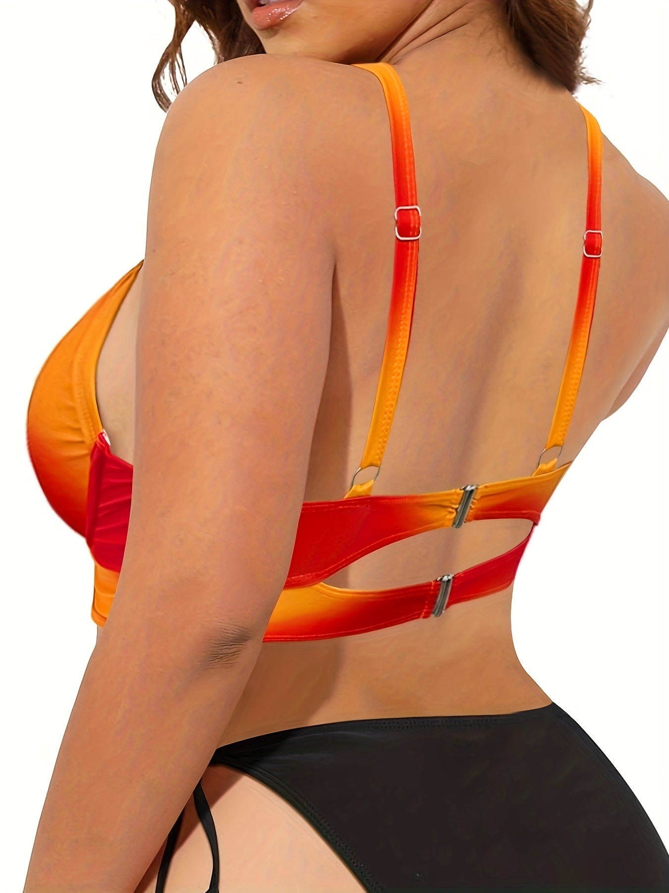 Plus Tie Dye Twist Front V Neck High Stretch Bra