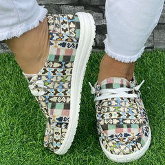 Geometric Flat Shoes Women's Casual Lightweight Soft Comfortable Walking Shoes