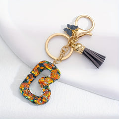 Sequin Alphabet Keychain For Girls Resin Drop Glue Pendant Bags Ornaments