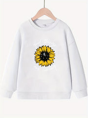 Sunflower Pattern Sweatshirt for Girls Long Sleeve Top Kids Clothing