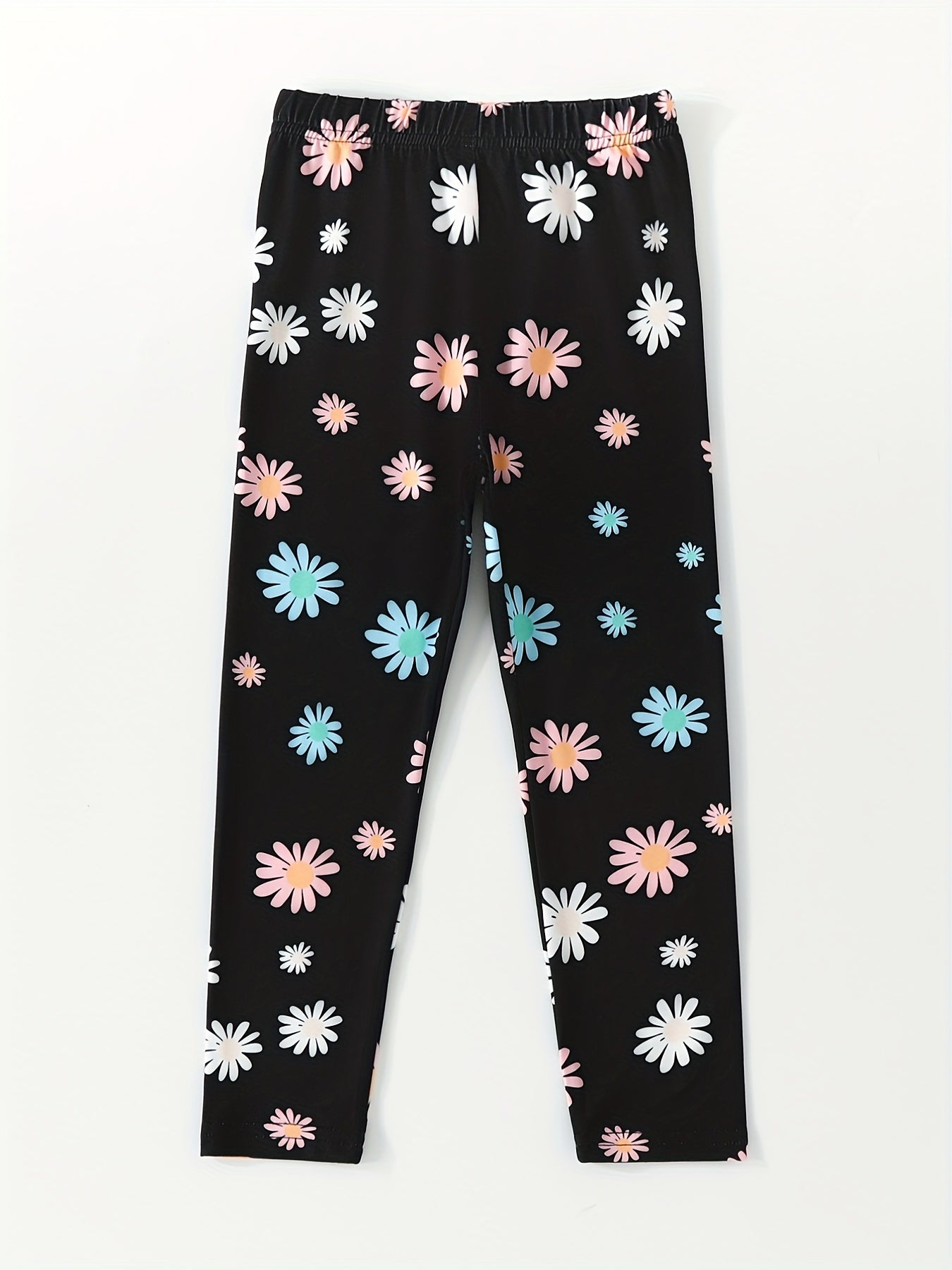 Girls Tiny Daisy Print Stretchy Leggings Ankle Length