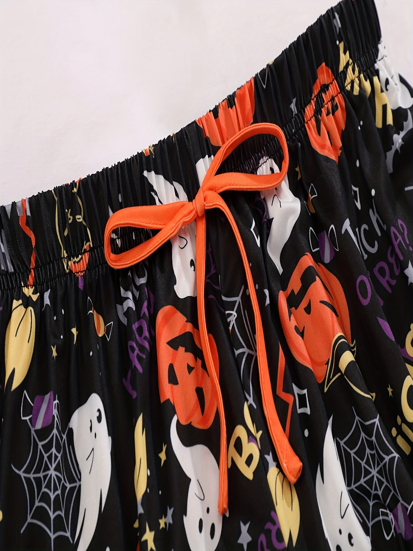 2pcs Pumpkin Print Sleep Bottoms Elastic Waistband Shorts Women's Sleepwear