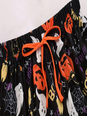 2pcs Pumpkin Print Sleep Bottoms Elastic Waistband Shorts Women's Sleepwear