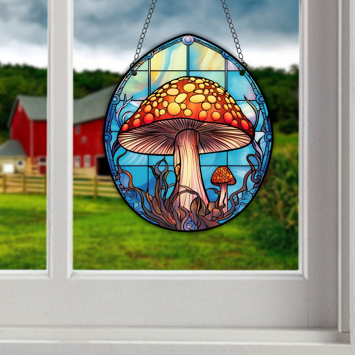 Strange Mushroom Acrylic Round Wall Decoration for Front Door