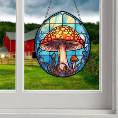 Strange Mushroom Acrylic Round Wall Decoration for Front Door