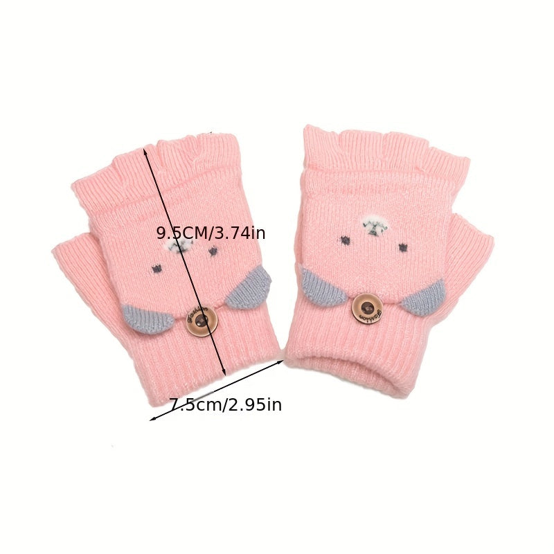 Kids' Cartoon Bear Cashmere Gloves for 3-6 Years