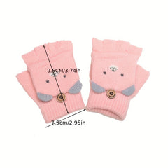 Kids' Cartoon Bear Cashmere Gloves for 3-6 Years