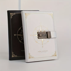 Vintage Password Lock Journal Notebook 200 Pages PU Leather Waterproof