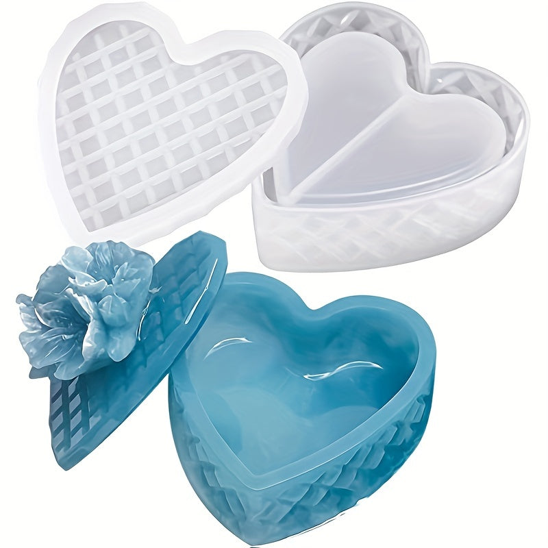 Heart Shaped Storage Box Silicone Resin Mold Craft DIY Candle Mould
