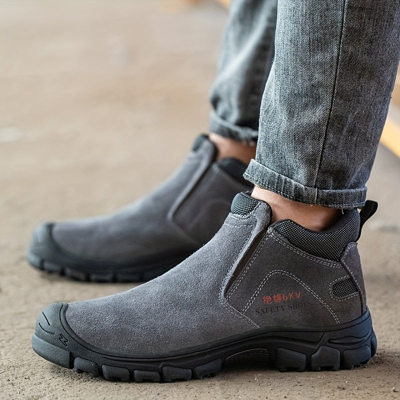 Suede Steel Toe Safety Boots Slip Resistant Insulated Shoes 6KV